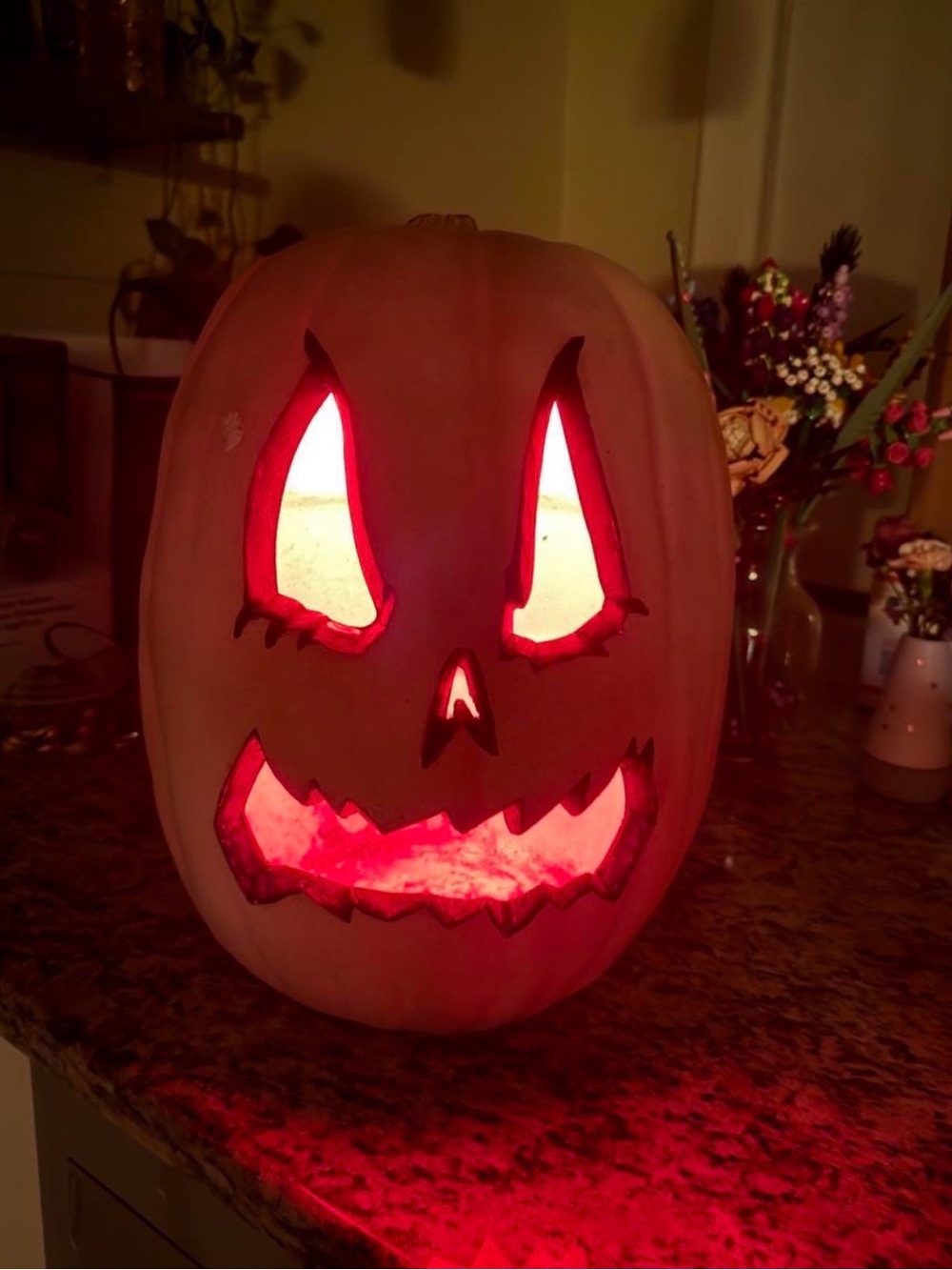 Vintage Large Light Up Foam Blow Mold Pumpkin Jack O Lantern Halloween Decor 18”